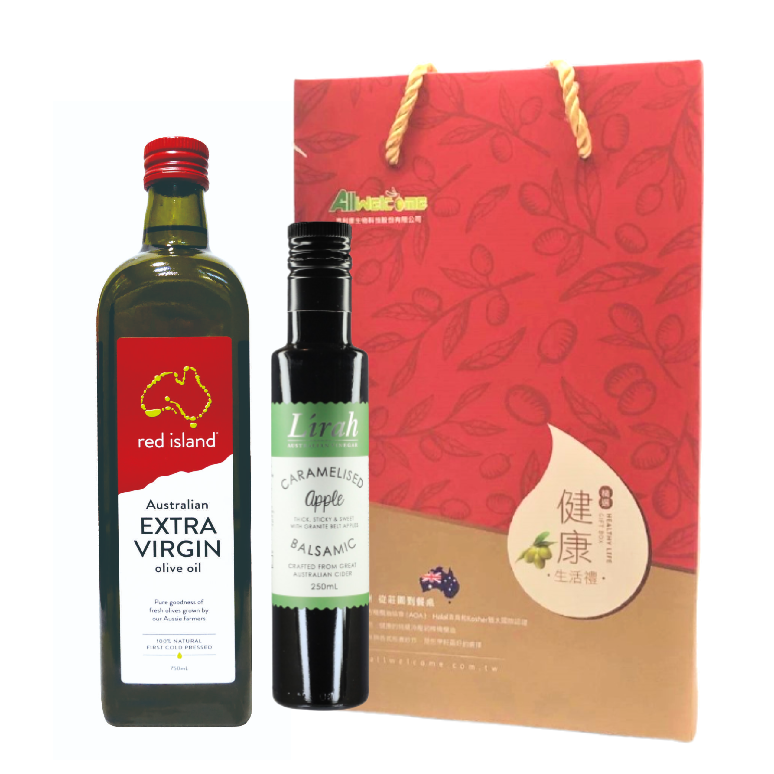 【油醋禮盒組】紅島750ml特級初榨橄欖油+Lirah巴薩米克醋-蘋果風味